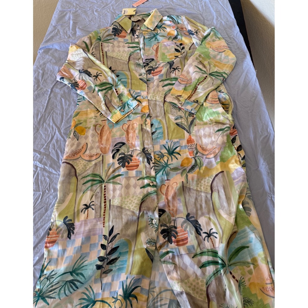 Dress Forum Hale House Silky Stroll in Venice Button Up Maxi Dress Large NWT - Picture 2 of 15